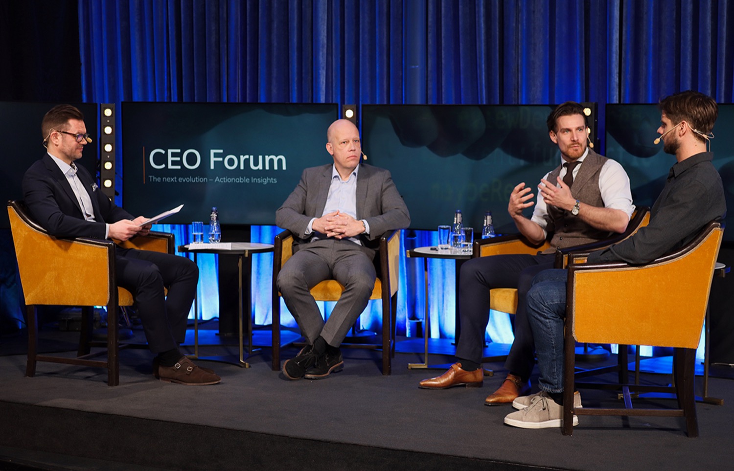 Johan Grönstedt on stage at a CEO forum